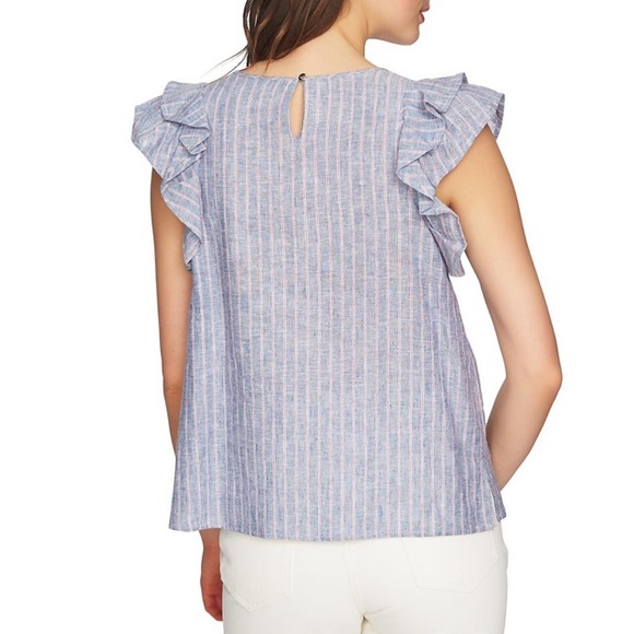 1. State May Ruffled Flounce Sleeve Linen Top - Picture 2 of 4
